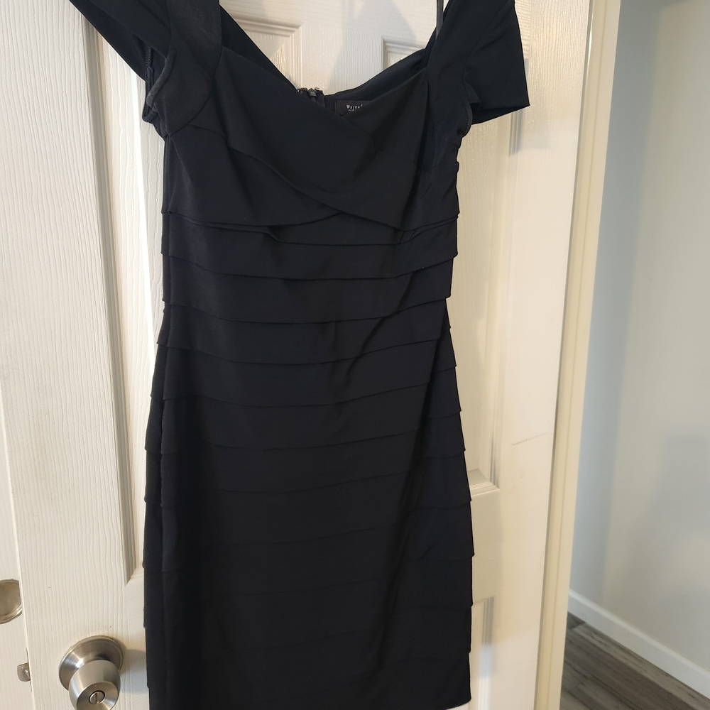 White House Black Market One Shoulder Black Dress